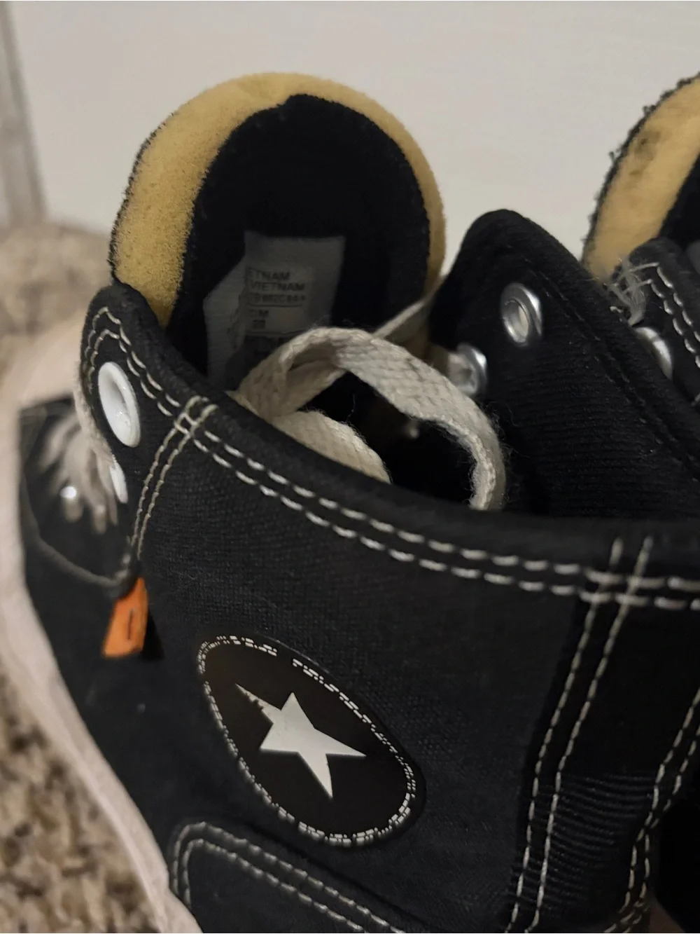 Grunge “Far From Chuck” Black High-Top Canvas Sneakers with White Sole - Kids